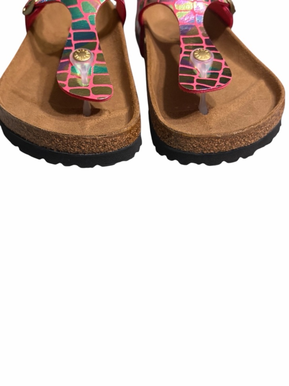 Birkenstock Pink Iridescent T-Strap Sandals - Picture 3 of 10